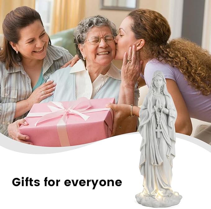 VChymm Virgin Mary Statue 31.49 Inch Religious Garden Statue Solar Mary Statue Outdoor Yard Patio Deck Home Entryway Hallway Sculpture