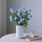 VIERENA 12 Pcs Faux Silk Pompon Mum Artificial Flowers for Vase -27", Bulk Fake Chrysanth Branches with Stems for DIY Bouquet Centerpieces Wedding Fillers Arrangements Shower Decorations (Dusty Blue)