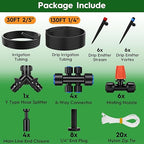 2026-Upgrade Quick-Connect Drip Irrigation System, Garden Irrigation Kit with 2/5" & 1/4" Tubing and Adjustable Nozzles & Sprinklers, Automatic Watering System for Garden, Lawn, Greenhouse
