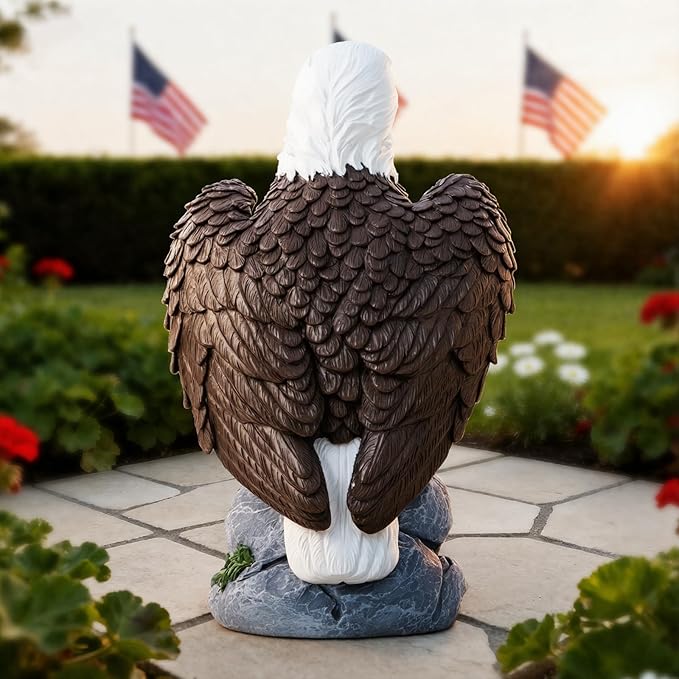 Jesokiibo 250th Anniversary USA Bald Eagle Statue with Solar Light, USA 250th Anniversary Merchandise Garden Decor Sculptures Statues Outdoor, Yard & Lawn Figurine,Bald Eagle Gift for Men