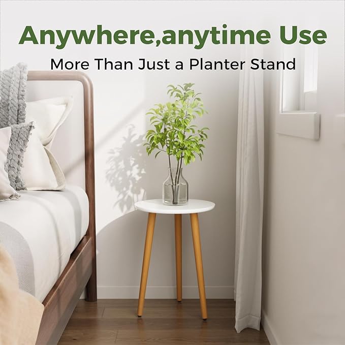 Leaf&lull Tall Plant Stand Indoor Small Plant Table for Large Plants Wooden Plant Stool Plant Holder for Living Room Bedroom Balcony White