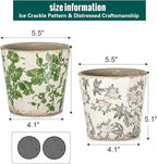 Sungmor Vintage Ceramic Planter Set of 2 - Decorative Indoor & Outdoor Flower Pots with Drainage Holes - Tuscan Décor Pots, 5.5" Ice Crackle Glaze Planters for Home, Kitchen, Patio, and Garden