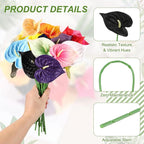 uxcell 8Pcs 11inch Artificial Anthurium Lily Flowers, Permanent Flower Bouquet for Home Arrangements Wedding Festival Decoration Crafts Store Decor Accessories, Black