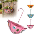Plant Umbrellas for Outdoor Plants, Farmhouse Umbrella Shaped Wall Hanging Planter – Metal Iron Art with Drainage Holes, No-Drill Rustproof Flower Pot for Yard, Patio, Balcony