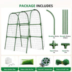 Cucumber Trellis for Raised Bed, U-Shape Garden Arch Metal Support for Climbing Plants, Metal Arch Plant Support Vegetables Trellis, Plant Support for Vine (Green, 31.5 * 30 * 47inch(L*W*H))