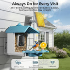 Bird Feeder with Camera for Outdoor, INKCKU 2K Solar Powered Bird Watching Camera, AI Identify Birds Species, Auto Capture Videos, Instant Arrival Alerts, Garden Decor, Gift for Mom Dad, Blue