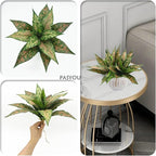 PASYOU Artificial Aglaonema Plants, Green and Pink Variegated 2 Pack, Fake Magnolia Plant Faux Plastic Leaves Shrubs, UV Resistant Greenery, Indoor Outdoor Decor Home Garden Table Decorations – Red