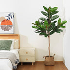 5FT Tall Fake Tree Plant for Home Decor, Artificial Rubber Tree Indoor Floor Plant, Large Faux Ficus Tree Potted Fake Tropical Plants Decorative for Office Store Room Corner Decor