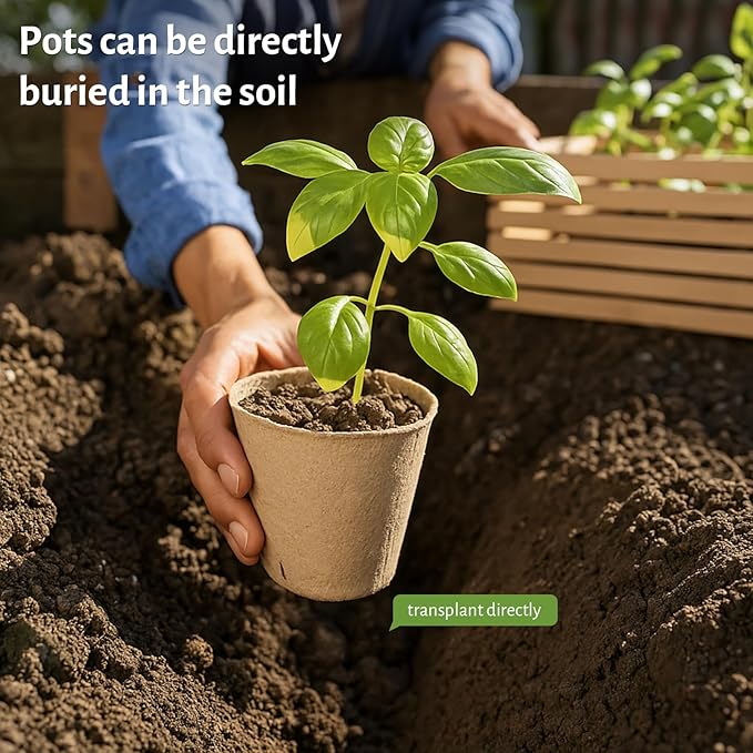 Bluepro 120 Packs 3.15 Inch Peat Pots, Biodegradable Pots for Seedlings with Drainage Holes, Herb Seed Starter