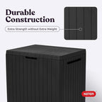 Keter City 30 Gallon Resin Outdoor Storage Box and Patio Furniture Side Table for Pool and Garden Accessories, Dark Grey