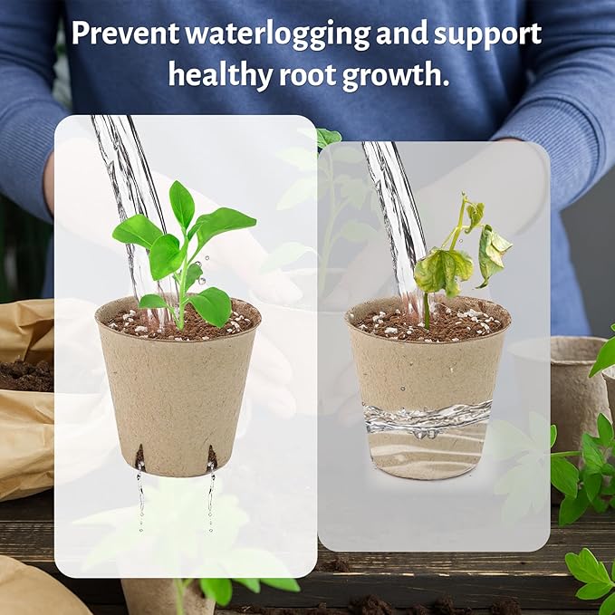 Bluepro 120 Packs 3.15 Inch Peat Pots, Biodegradable Pots for Seedlings with Drainage Holes, Herb Seed Starter