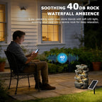 Solar Water Fountain Outdoor Garden,5 Tiered Cascading Rock Solar Powered Water Fountain Water Fall Fountains Outside with Lights for Backyard, Patio, Deck, Porch, 19.3" H x 12.2" L x 9.5" W