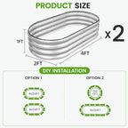 G GOOD GAIN Galvanized Metal Raised Garden Bed Kit - 4x2x1FT Outdoor Planter Box with Safety Edging and Gloves for Vegetables, Fruits, Flowers(Silver, 2PC)