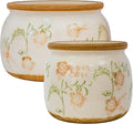 Vintage Ceramic Flower Pots - Indoor Outdoor Planters with Drainage Holes & Filter Screen, 6.5’’& 9’’ Rustic Farmhouse Decorative Plant Pots for Garden/Patio