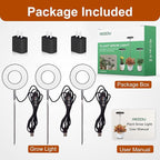 Grow Lights for Indoor Plants Small Potted - Full Spectrum, Auto 3/9/12H Timer, 10-Level Dimming & Adjustable Height - Compact Grow Light for Succulents, Herbs, Foliage in Home/Office (Black,3PACKS)