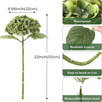 Coferset Dark Green Hydrangea Artificial Flowers 3pcs Lifelike Faux Hydrangea Real Touch Fake Flowers for Home Wedding Office Party Living Room Decoration,22inch