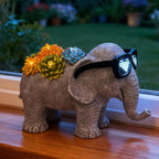 Solar Garden Outdoor Statues Elephant with Succulent and LED Lights –Outdoor Decor Ornament for Patio, Backyard, or Lawn – Gifts for Mom Grandma(9.06" D x 5.31" W x 5.71" H)