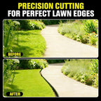 Houselife Half Moon Edger for Landscaping, 42" Manual Grass Edger Tool with V-Shape Serrated Blade, Long Handle Garden Edger for Sidewalk, Driveway & Flower Bed, 9" Wide Footplate