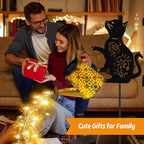 Solar Lights Outdoor, 2 Pack Black Cat Solar Watering_Can Lights, Birthday Gifts for Women Mom Cat Lover Mother's Day Christmas, Waterproof Hanging Lantern Garden Decor Outside Patio Yard Pathway