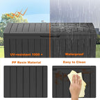 PatioZen 90 Gallon Resin Deck Box, Lockable Patio Outdoor Storage Box for Furniture, Garden Tools and Tools Storage, Waterproof Outside Storage Box - Black