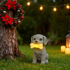 Solar Dog Statue with Glowing Bone Light, Outdoor Puppy Figurine for Garden Yard Decor, Gift for Dog Lovers, Mom, Grandma, Perfect for Birthday, Housewarming, Pet Memorial