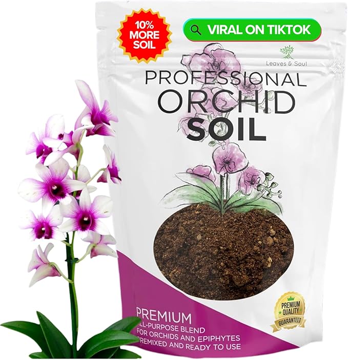 Professional Orchid Soil Mix Large 2.2 Quarts Ready to Use, Premium Potting Soil for Orchids Bromeliads Epiphytic Plants, Fast Draining Blend Lava Calcined Clay Pinebark Indoor Made in USA
