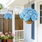 AGIRL 3 Bundles Blue Artificial Hydrangea Flowers for Outdoors, UV Resistant Lifelike Faux Flowers for Spring Indoor Outdoor Garden Patio Porch Balcony Home Decor Wedding Party Centerpieces