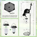 Solar Floor Lamp with Plant Stand Outdoor,Metal Black Cat Garden Decorations,Solar Lanterns Outdoor Front Porch Decor for Deck,Patio,Yard
