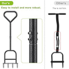 Dolibest Lawn Coring Aerator, Manual Lawn Aerator, 4 Stainless Steel Corer Plug Aerator with Triangular Handle, Pre-Assembled Manual Grass Aerating Tool & Cleaning Hand Tool for Improving Lawn Health