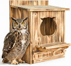 Owl House Bird House for Outside - 14.2×12×7.5 Inch Screech Owl Nesting Box, Owl-Shaped Entrance, Wooden Bird Box, Easy to Install, Ideal for Backyard Birding & Wildlife