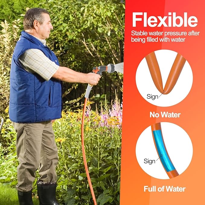 SPECILITE Garden Hose 75 ft x 5/8 in Heavy Duty, Flexible and Kink Resistant, All Weather Water Hose with 3/4" Solid Brass Fittings - for Backyard, Lawn, Car Washing & Outdoor Cleaning