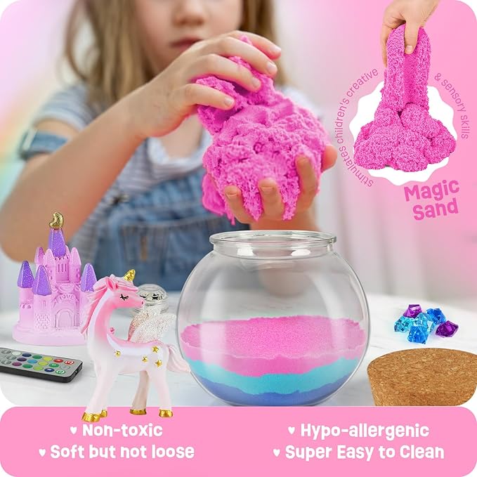 LAOESE Unicorn Light-Up Terrarium Kit for Kids – LED Night Light DIY Arts and Crafts Kit, Unicorn Toys for Girls Ages 4 5 6 7 8-12 – Birthday Gifts for Girls