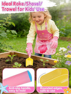 Kids Gardening Tool Set - Garden Tools for Kids with Shovel Trowel Rake Apron Gloves Watering Can and Tote Bag, Outdoor Toys Great Gifts for 3 4 5 6 7 8+ Years Old Girls (Upward Mermaid Tail)