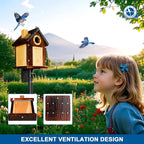 SISTERBIRD Bluebird Houses for Outside, Premium Bird Houses for Outside, Wooden Cabin Birdhouses for Outdoors, Weatherproof Courtyard Decorated Hanging Bird House, Nesting Bird House