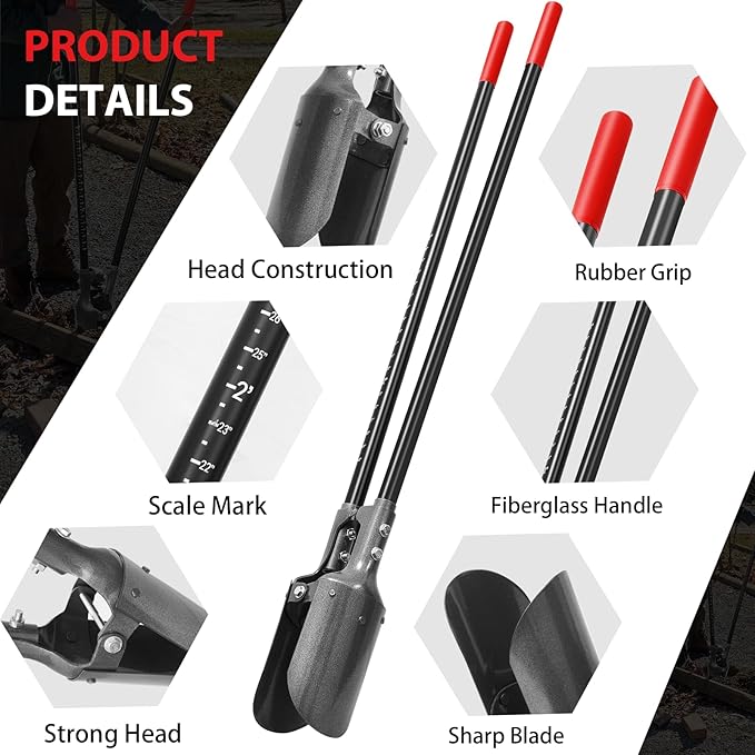 Post Hole Digger Heavy Duty Manual Hole Digger with Scale Mark for Digging,58 inches