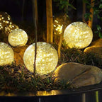 SyouHome Solar Garden Lights Outdoor Waterproof, 4 Pack 30 LEDs Cracked Glass Ball Light, Ground Landscape Garden Decor, Solar Globe Decorative for Pathway/Patio/Lawn/Yard