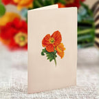 Freshcut Paper Pop Up Cards, Mini French Poppies, 6 Inch Mini Sized Forever Flower Bouquet 3D Popup Greeting Cards, Birthday Cards, Thank You Card, Blank Notecard & Envelope