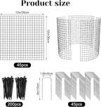 15 Pack Round Plant Protector from Animals, 12'' x 12'' Metal Plant Cages，45Pcs Metal Mesh to Keep Animals Out, Garden Protection Bunny Barricades, Wire Plant Protectors for Rabbits Chicken Duck