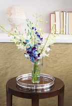 KaBloom - Bouquet of 10 Blue and 10 White Orchid with Vase - Fresh Flowers for Birthday, Valentine's & Mother's Day