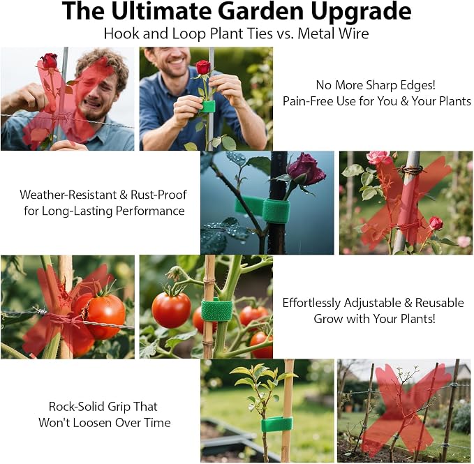 Reusable Plant Ties for Climbing Plants,Plan Straps,Nylon Plant Tape Strap Gardening Tips,Tomato Plant Support,Garden Wire Ties for Cables(50 Foot X 0.47 Inch)