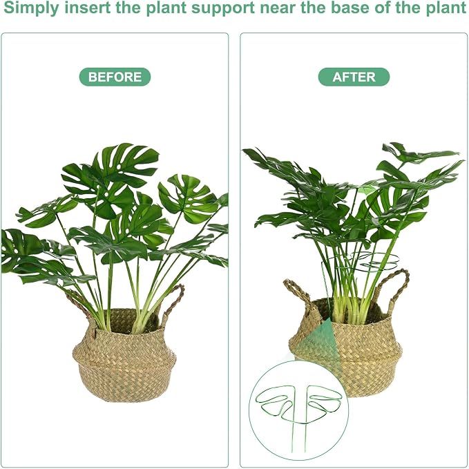 M METERXITY 3-Pack Monstera Plant Support, 11x5.9 Inch Reusable Sturdy Alloy Plant Support Stakes Unique Design for Potted Plants Flowers/Vegetables/Indoor Outdoor Climbing Plants [Green]