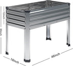 DIIYIV 2PCS Galvanized Raised Garden Bed with Legs,2PCS 48×18×30in Elevated Planter Box for Backyard,Outdoor Garden, Patio, Balcony, 300lb Capacity,Silver