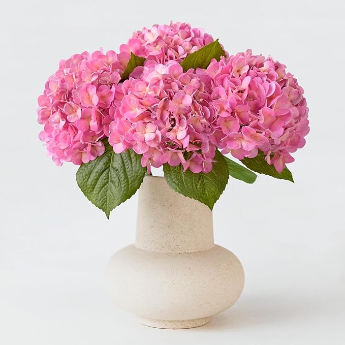 ZYTUYO 4PCS 20'' Bright Pink Real Touch Hydrangeas Latex Artificial Flowers for Baby Shower Birtiyday Wedding Pink Partry Flower Arrangeament Home Living Room Table Centerpiece