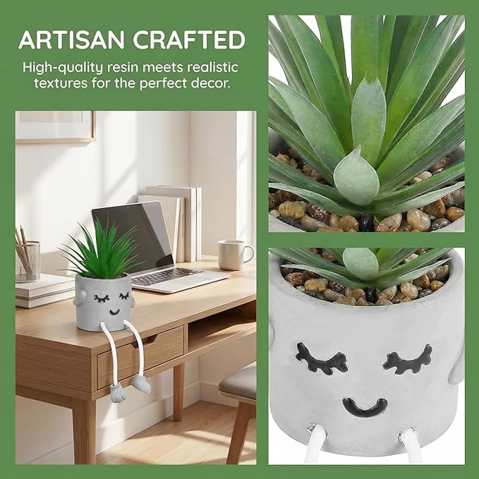 Small Artificial Succulent Plant in Pot 1PC - Lifelike Fake Succulent for Indoor Home Decor,Real Touch Mini Potted Plant for Bathroom Kitchen Window Sill,Office Desk,Shelf Decor Accessories
