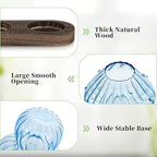 Glasseam Mushroom Plant Propagation Stations: Glass Terrarium Jars with Wood Stand - Unique Hydroponic Planters for Indoor Plants, Office Decor - 5 Pcs