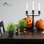 Der Rose 4 Pack Black Bathroom Decor Fake Plants Mini Artificial Greenery Potted Plants for Halloween Decor Indoor Office Table Room Farmhouse Decor