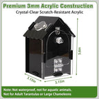 Jumping Spider Enclosure Kit, 3.15x3.15x5.6 Inch Acrylic Terrarium with Magnetic Lock & Feeding Hole, Escape-Proof Mini Habitat for Tarantula, Mantis, Reptiles, Cricket Keeper