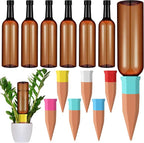 SiliFine 6 Sets Plant Watering Devices Include Terracotta Self Watering Spikes and 26 oz Plastic Bottles, Slow Release Vacation Insert Automatic Plant Waterer Device (Brown and Mixed Color)