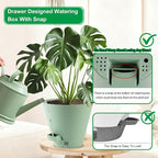 Pottiffe Self-Watering-Pots-for-Indoor-Plants, 8 Inch Flower Pots for Indoor Plants, 3 Packs Plastic Planters with Drainage Holes and Saucers