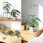 3pcs Small Fake Plants Artificial Begonia Leaves Faux Plants Indoor for Office Desk Shelf Bathroom Home Decor